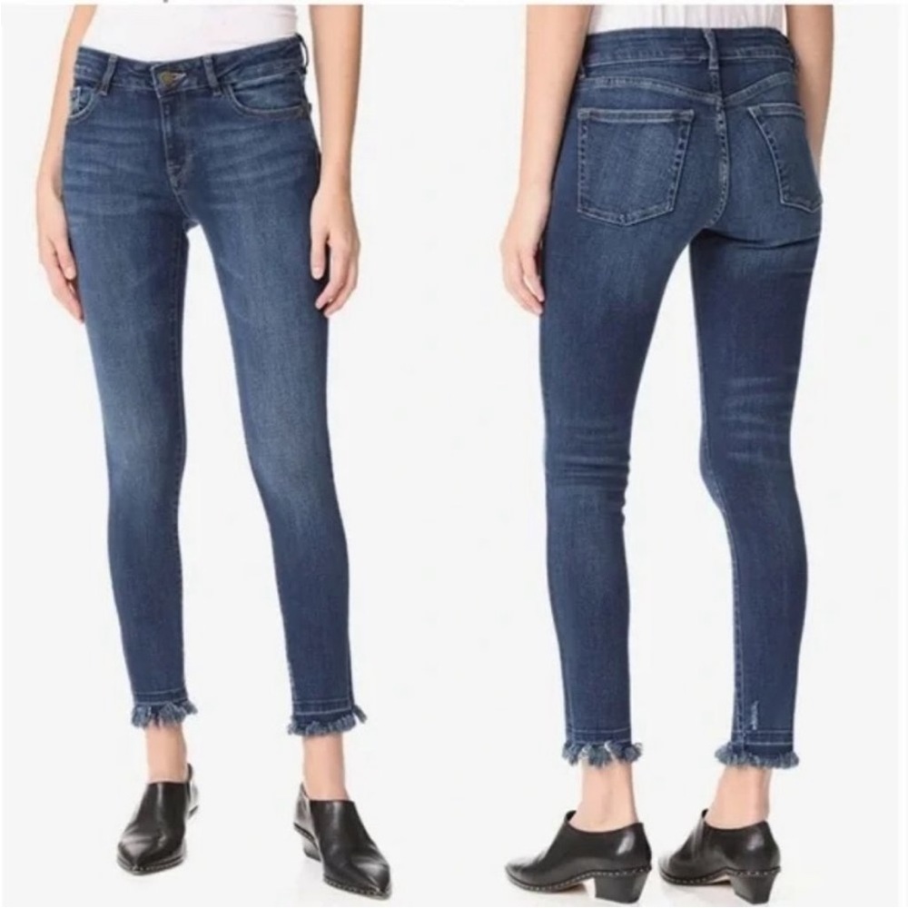 EUC DL1961 MARGAUX instasculpt ankle fringe skinny Harlow jeans size 27 US 4-6